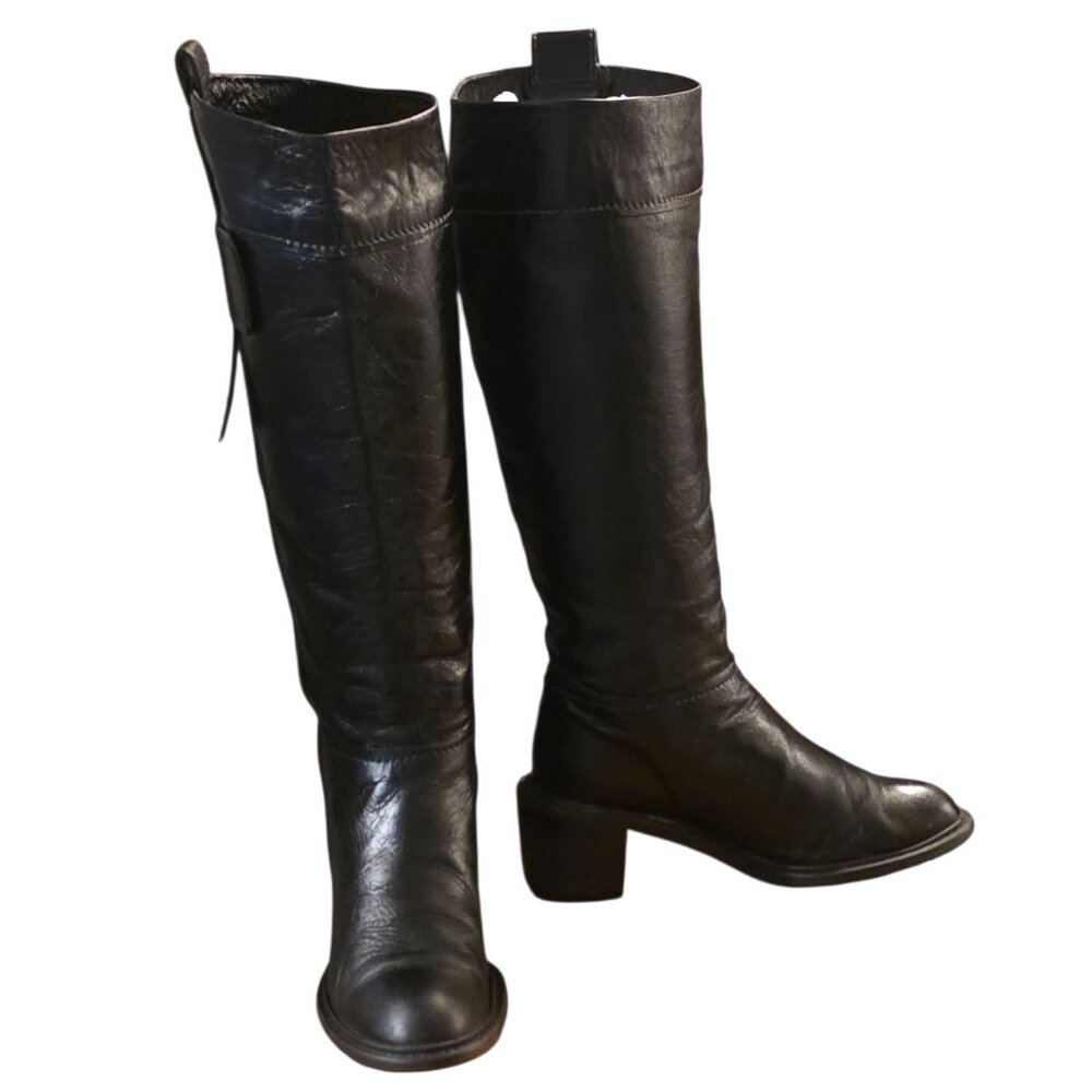 Vintage Size 36.5 Chloe' Black Leather Isetta Boots Made in Italy Good Condition